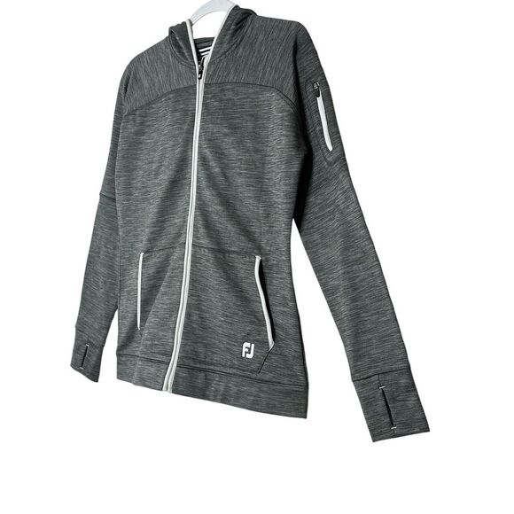 FJ‎ Footjoy Jacket Women Medium Gray Stretch Golf Zip Up Workout Athleisure - Picture 7 of 11